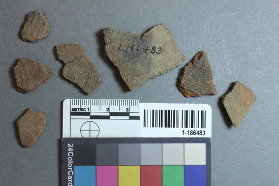 Hearst Museum object titled Potsherds, accession number 1-186483, described as Pottery bodysherds.