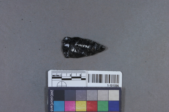 Hearst Museum object titled Projectile point, accession number 1-101596, described as Obsidian.