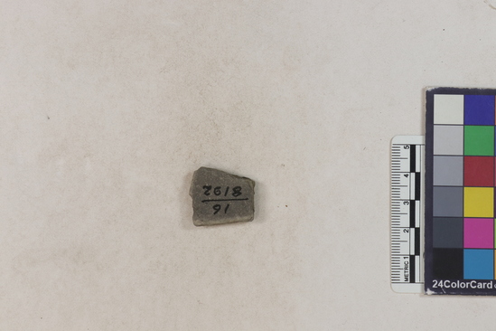 Hearst Museum object 65 of 183 titled Potsherd, accession number 16-8192, described as Potsherd: bodys Section of Manta on beach currently inhabited. Numbers  8111 to 8194 are sherds picked up on beach at low tide.