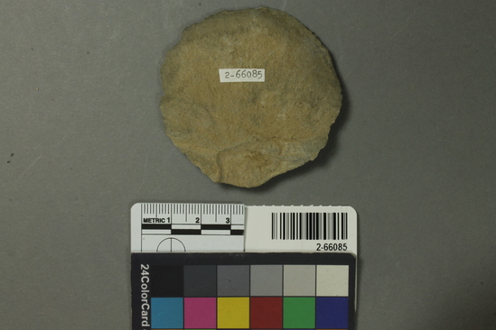 Hearst Museum object titled Discoidal stone, accession number 2-66085, described as Lithics