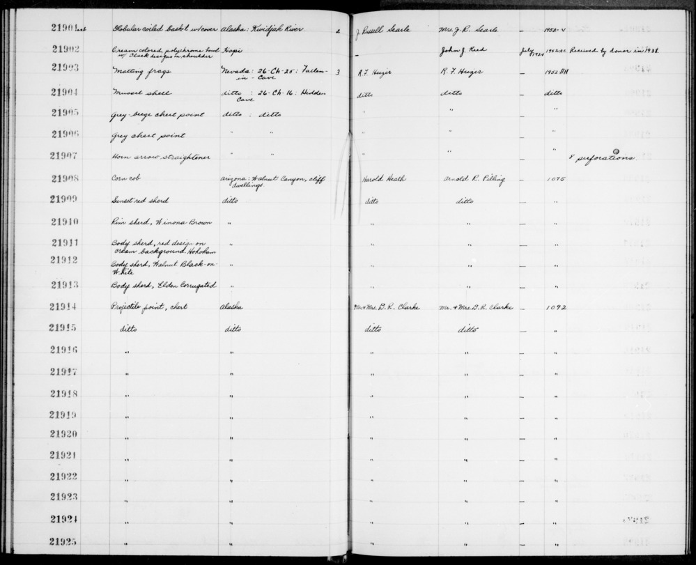 Documentation associated with Hearst Museum object titled Stone point, accession number 2-21906, described as grey chert point