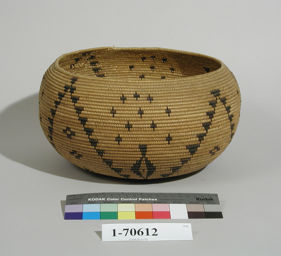 Hearst Museum object titled Bowl basket, accession number 1-70612, described as Coiled basket, bowl shape.