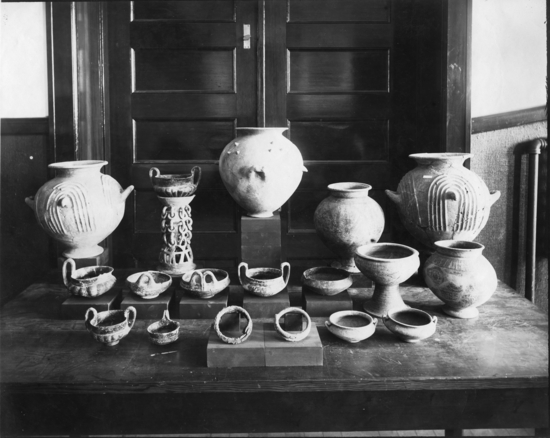 Hearst Museum object titled Photograph, accession number 13-367, described as Group of Graeco-Roman pottery. Part of the Emerson collections in the Museum.