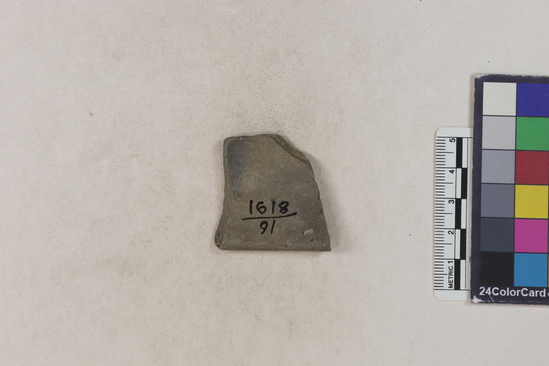 Hearst Museum object 63 of 160 titled Potsherd, accession number 16-8191, described as Potsherd: rims Section of Manta on beach currently inhabited. Numbers  8111 to 8194 are sherds picked up on beach at low tide.