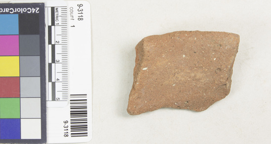 Hearst Museum object titled Potsherd, accession number 9-3118, described as Potsherd, rim, plain