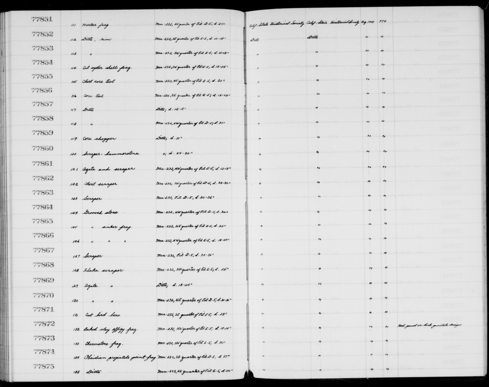 Documentation associated with Hearst Museum object titled Tool, accession number 1-77857, described as Core tool.