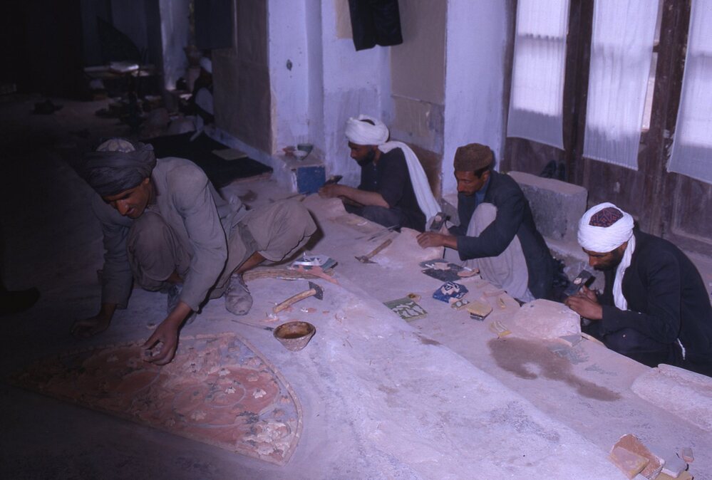 Hearst Museum object titled Color slide, accession number 25-31326, described as 35mm color slide transparency: men gathered inside