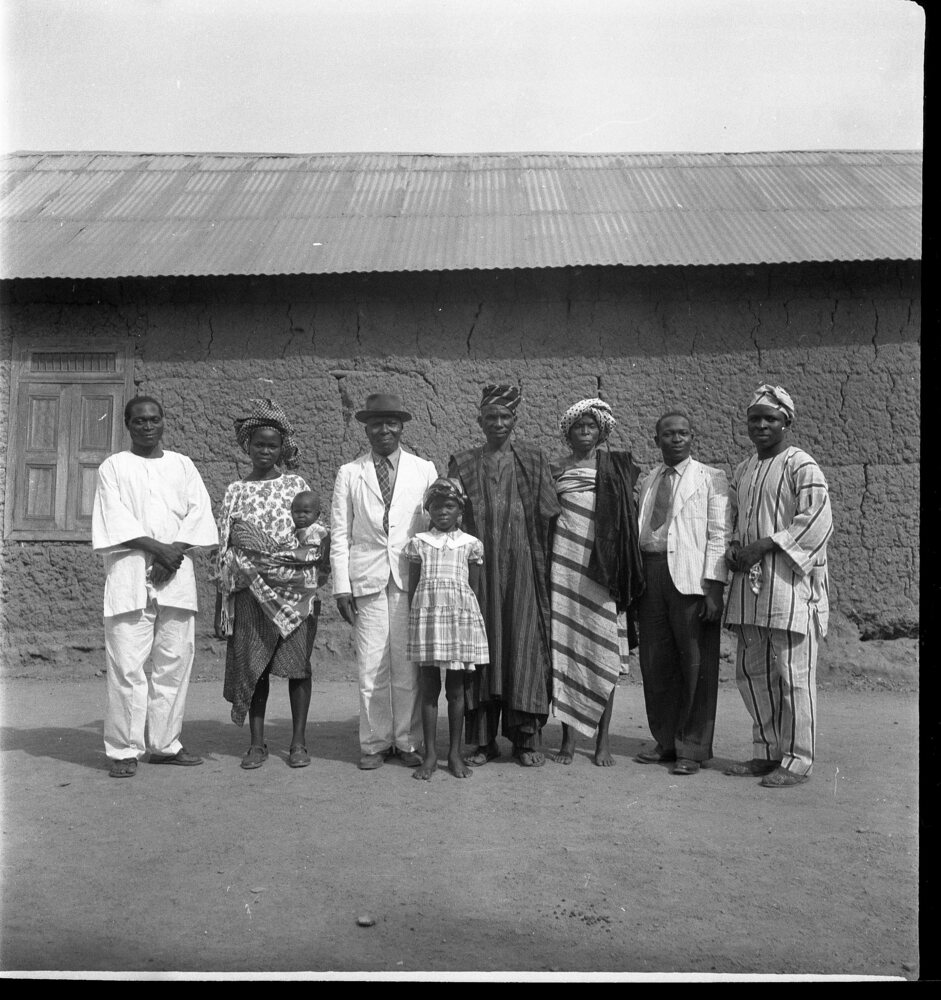 Hearst Museum object titled Black-and-white negative, accession number 15-31786, described as Black-and-white negative, Nigeria, Oyo, A gathering, 1951