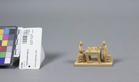 Hearst Museum object titled Figurine, accession number 9-17585, described as Model of two men playing Chinese chess  Chinese chess "象棋