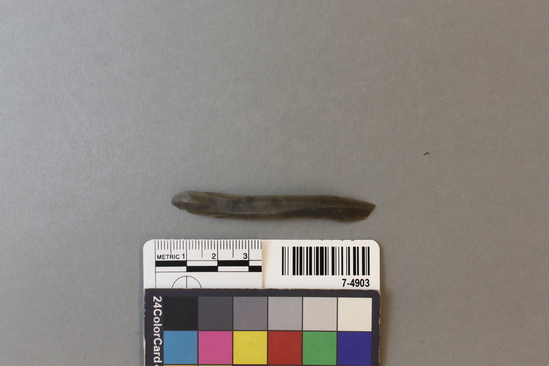 Hearst Museum object titled Bladelet, accession number 7-4903, described as Micro-blade; grey flint