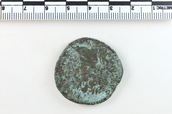 Hearst Museum object 4 of 14 titled Coin: æ antoninianus, accession number 8-4012, described as Coin; AE; Antoninianus; Roman. Antoninus Pius, 152-153 AD. Rome, Italy. Obverse: ANTONINVS AVG  PIVS PP TR P XVI, Bust r. radiate. Reverse: INDVLGENTI  AAVG COS IIII Indulgentia seated l.; in exergue, S C.