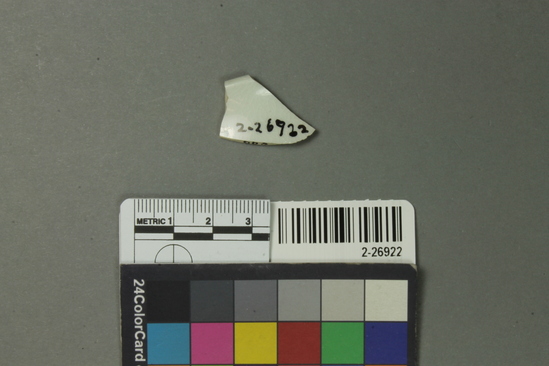 Hearst Museum object titled Ceramic fragment, accession number 2-26922, described as Iron stone ceramic fragment