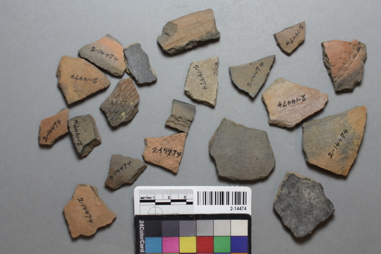 Hearst Museum object titled Potsherds, accession number 2-14474, described as Tularosa P.B. Int.