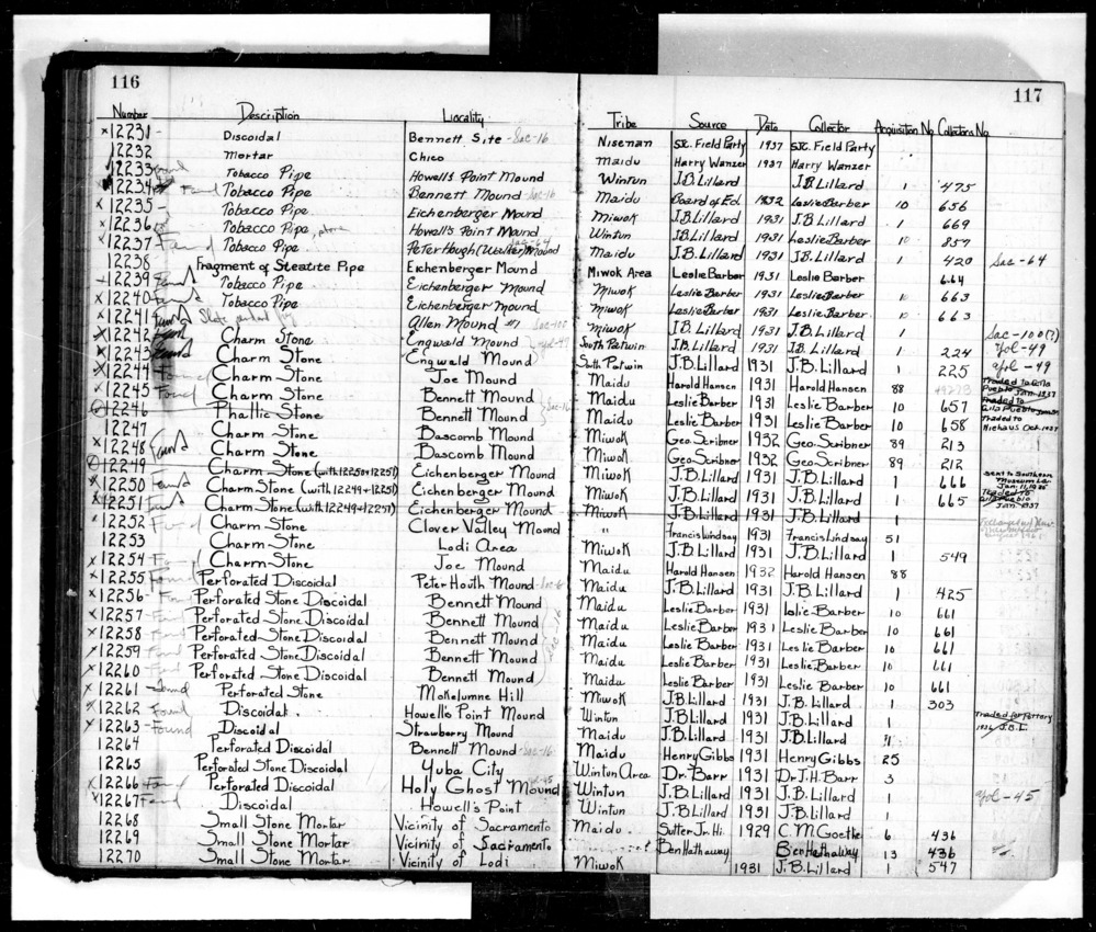 Documentation associated with Hearst Museum object titled Stone, accession number L-12257, described as Perforated stone. Discoidal.