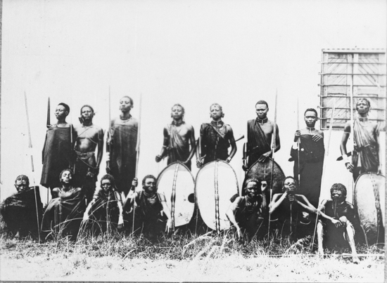 Hearst Museum object titled Black-and-white negative, accession number 15-3597, described as Warriors, origin unknown