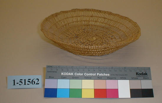 Hearst Museum object titled Basket, accession number 1-51562, described as Openwork twining, hazel.