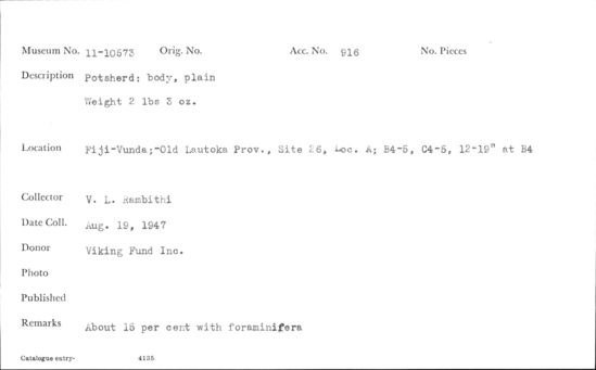 Documentation associated with Hearst Museum object titled Potsherd, accession number 11-10573, no description available.