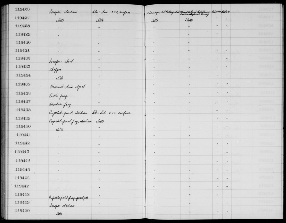 Documentation associated with Hearst Museum object titled Mortar fragment, accession number 1-119437, described as mortar fragment