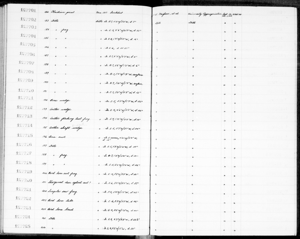 Documentation associated with Hearst Museum object titled Awl, accession number 1-127716, described as Bone awl.