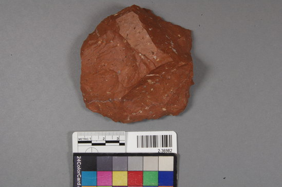 Hearst Museum object titled Core, accession number 2-36982, described as Plano-covex tool; of reddish rhyolite