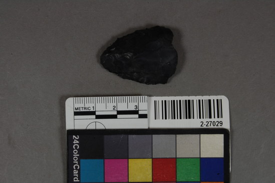 Hearst Museum object titled Obsidian projectile point, accession number 2-27029, described as Obsidian projectile point