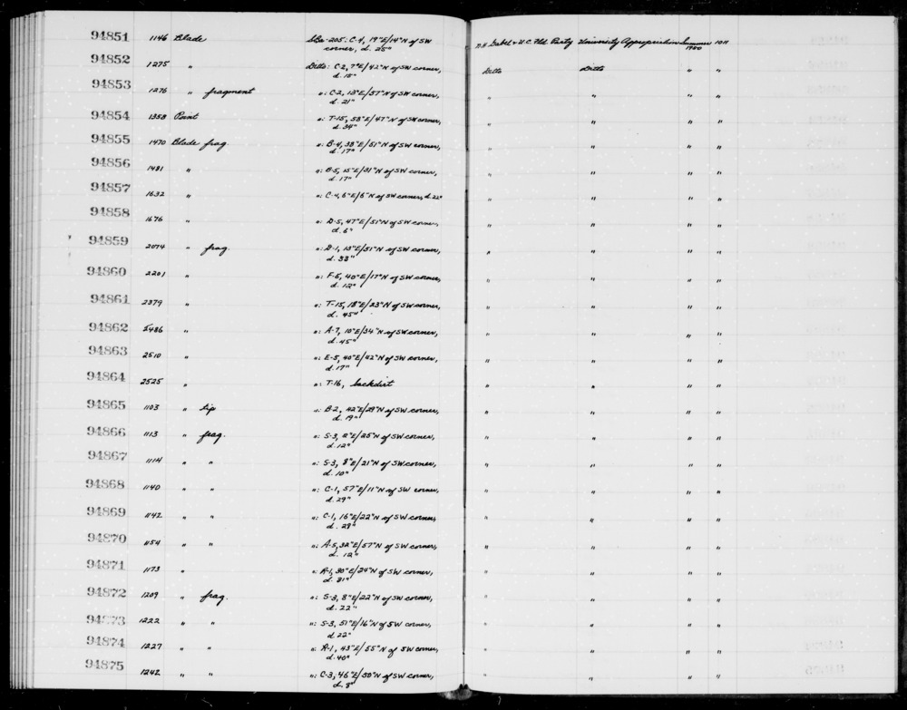 Documentation associated with Hearst Museum object titled Blade, accession number 1-94861, described as Blade