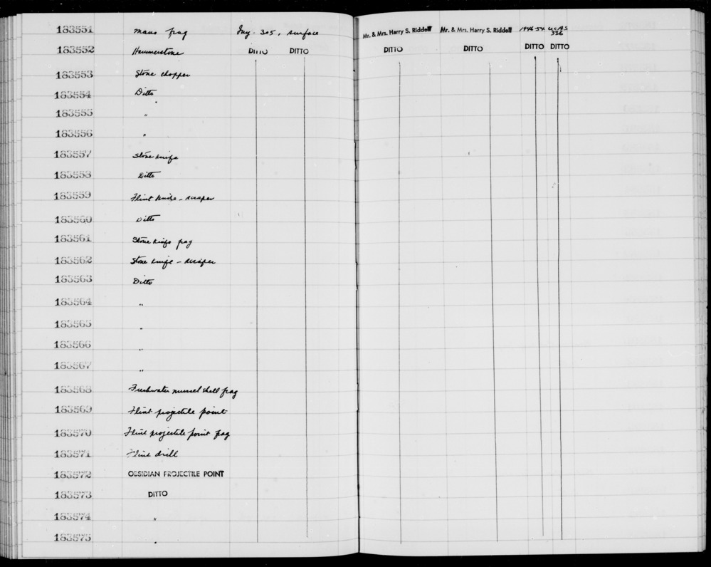 Documentation associated with Hearst Museum object titled Shell fragment, accession number 1-183568, described as Freshwater mussel shell fragment.