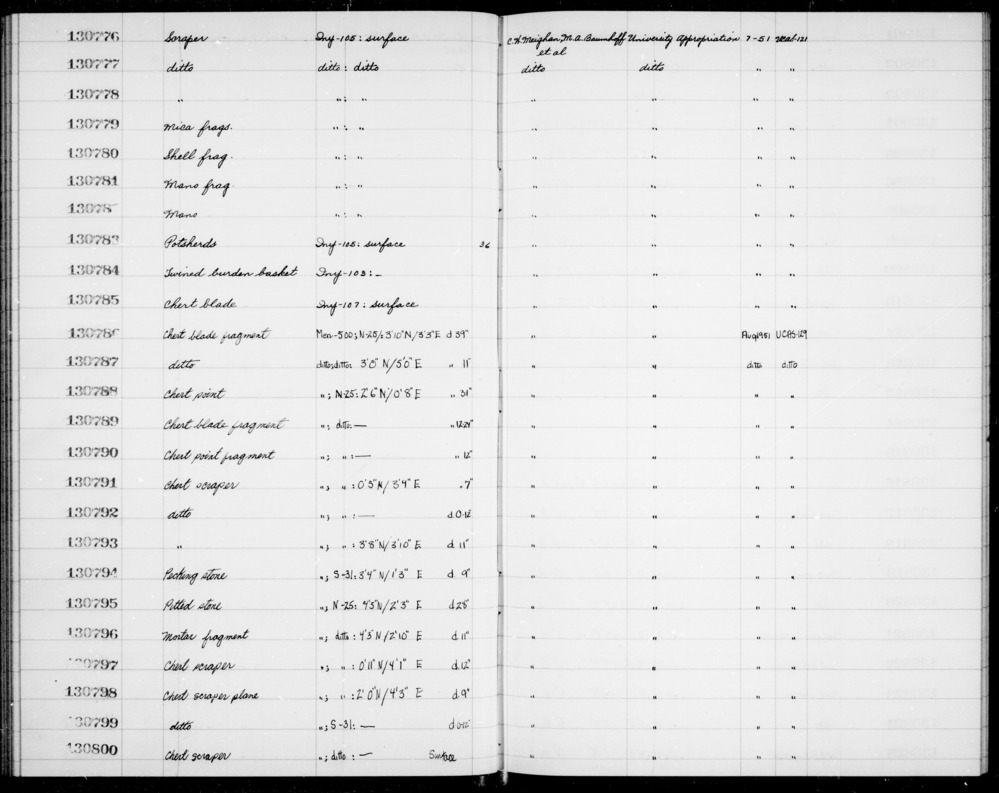 Documentation associated with Hearst Museum object titled Shell fragment, accession number 1-130780, described as Shell fragment.