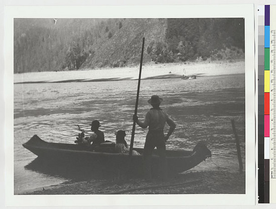 Hearst Museum object titled Black-and-white negative, accession number 15-1281, described as Row-boat, Klamath River