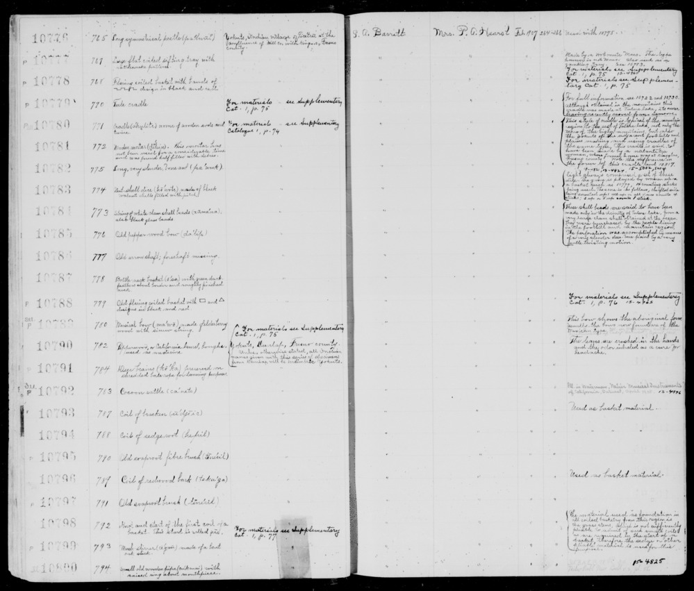 Documentation associated with Hearst Museum object titled Musical bow, accession number 1-10789, described as Musical bow made of elderberry wood with sinew string.