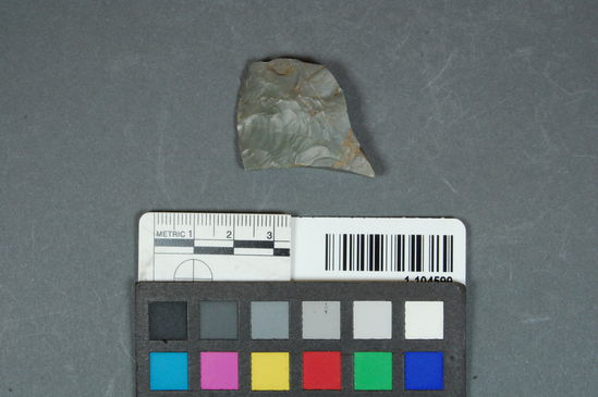 Hearst Museum object titled Blade fragment, accession number 1-104599, described as Chert. Notice: Image restricted due to its potentially sensitive nature. Contact Museum to request access.