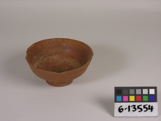 Hearst Museum object titled Bowl, accession number 6-13554, described as pottery bowl with foot; incised line on rim