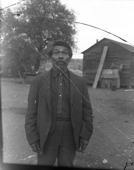 Hearst Museum object titled Black-and-white negative, accession number 15-4448, described as Sam Batwi, full face, cf. 4444