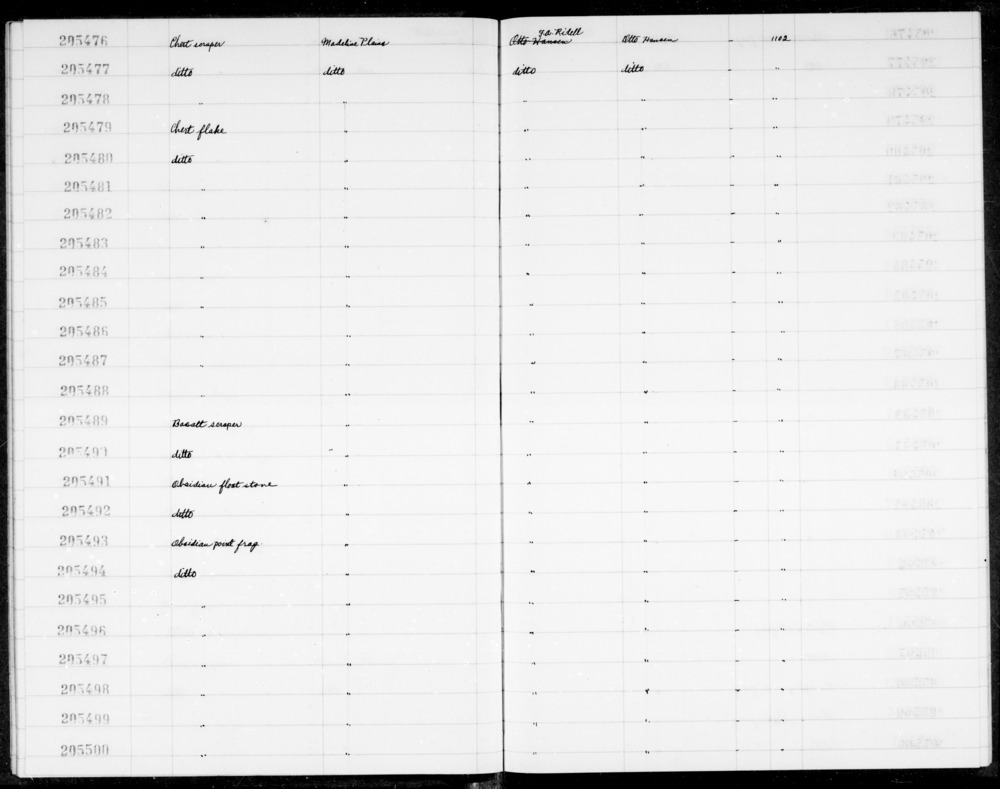 Documentation associated with Hearst Museum object titled Point fragment, accession number 1-205497, described as Obsidian