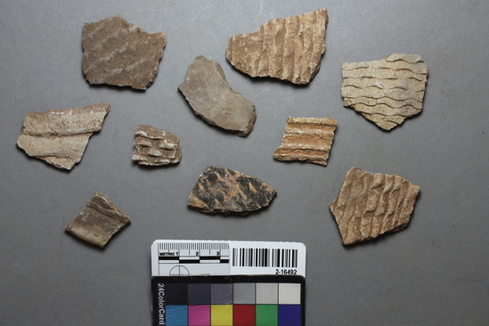 Hearst Museum object 2 of 2 titled Potsherds, accession number 2-16492, described as Corrugated.