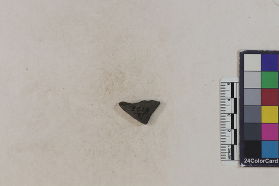 Hearst Museum object 73 of 183 titled Potsherd, accession number 16-8192, described as Potsherd: bodys Section of Manta on beach currently inhabited. Numbers  8111 to 8194 are sherds picked up on beach at low tide.