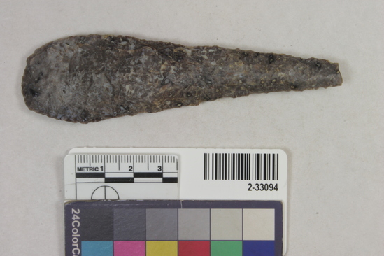 Hearst Museum object titled Knife, accession number 2-33094, described as Porphyry knife.