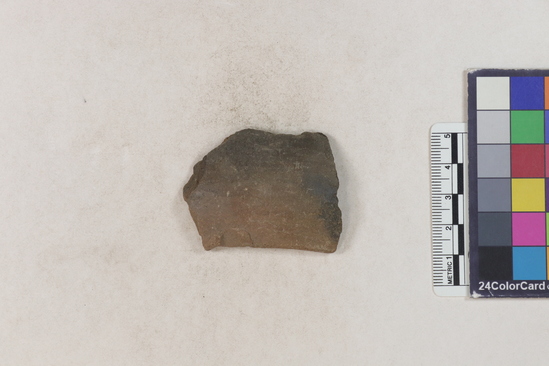 Hearst Museum object 2 of 2 titled Potsherd, accession number 16-8116, described as Potsherd: rim with pressed incisions forming design