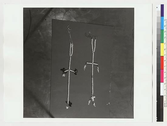 Hearst Museum object titled Black-and-white negative, accession number 15-19561, described as Tribal necklaces; cross-shaped