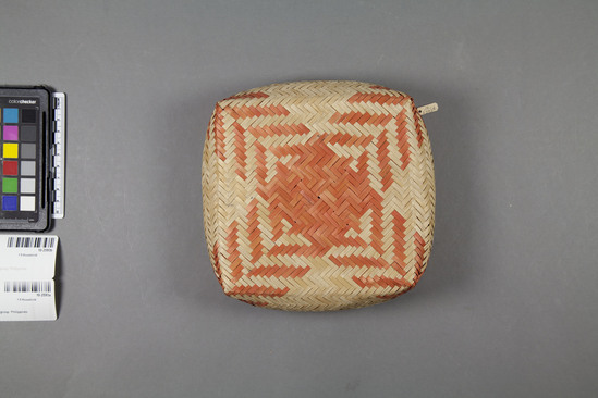 Hearst Museum object 2 of 2 titled Woven box and lid, accession number 10-2593a,b, no description available.