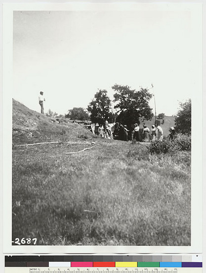 Hearst Museum object titled Black-and-white negative, accession number 15-2687, described as Assembling for Hesi Dance