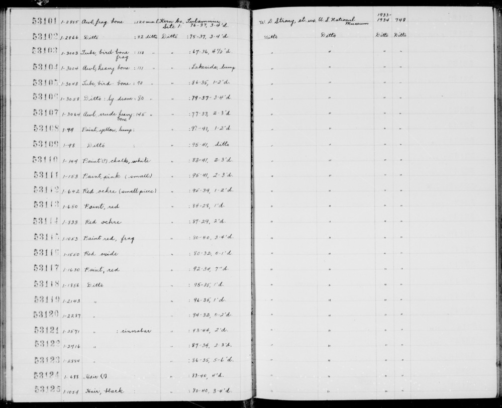 Documentation associated with Hearst Museum object titled Awl, accession number 1-53104, described as Heavy bone