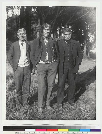 Hearst Museum object titled Black-and-white negative, accession number 15-5150, described as Jack Jones, Achora Hanyava, and Pedro Encinales.