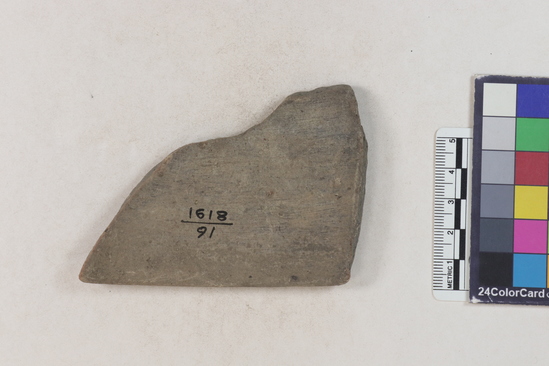 Hearst Museum object 147 of 160 titled Potsherd, accession number 16-8191, described as Potsherd: rims Section of Manta on beach currently inhabited. Numbers  8111 to 8194 are sherds picked up on beach at low tide.