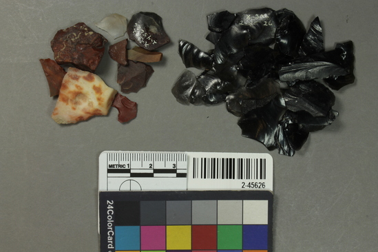 Hearst Museum object titled Flake, accession number 2-45626, described as grid sample, debitage, chert & obsidian