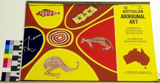 Hearst Museum object titled Silkscreen, accession number 17-578a-e, described as Album of Aboriginal Australian designs. Second in a series of four.