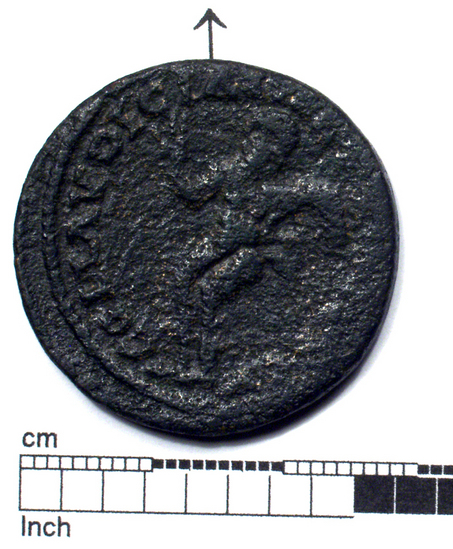 Hearst Museum object 5 of 10 titled Coin: æ, accession number 8-4944, described as Coin; AE. 8-4944.