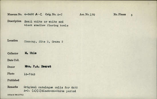 Documentation associated with Hearst Museum object titled Bowls, accession number 4-6480a, no description available.