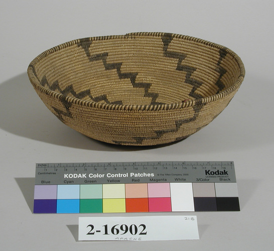 Hearst Museum object titled Basket, accession number 2-16902, described as Coiled, black design.