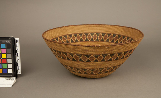 Hearst Museum object 2 of 2 titled Basket, accession number 1-22449, described as Coiled, with black and red decorations.